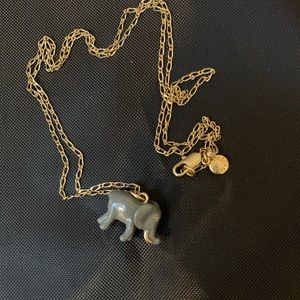 J. Crew Ceramic Elephant Pendant Long Necklace